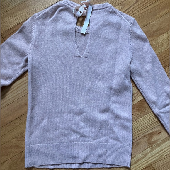 THEORY Pale Pink Rose Salomina Cashmere Sweater Bow Tie Back - Picture 9 of 13